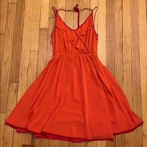 Orange ruffle Anthropologie dress
